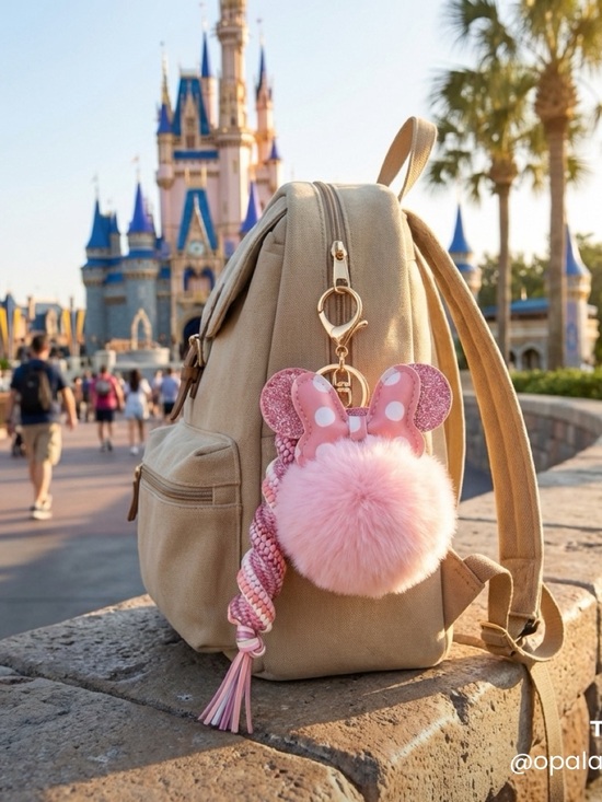 Hand Crafted Accessories - Pretty Pink Ears Keychain